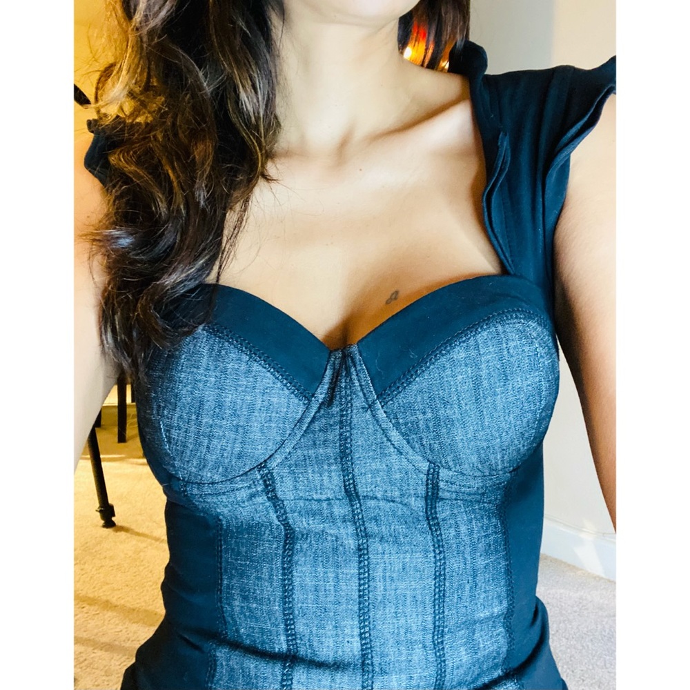 Corset top black and grey